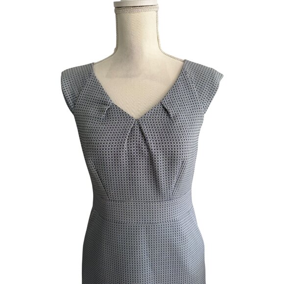 BANANA REPUBLIC Blue White Patterned Work Cocktail Dress Size 6P - Picture 6 of 11